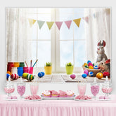 Hase Und Sonnig Mit Weiß Fenster Baby Dusche Hintergrund